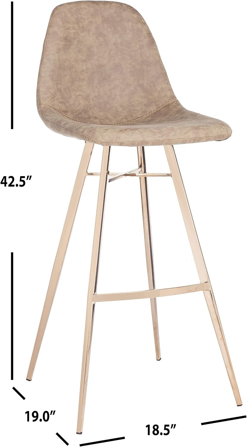 image:imageSafavieh Mathison Bar Stool TaupeCopperBrown Copper