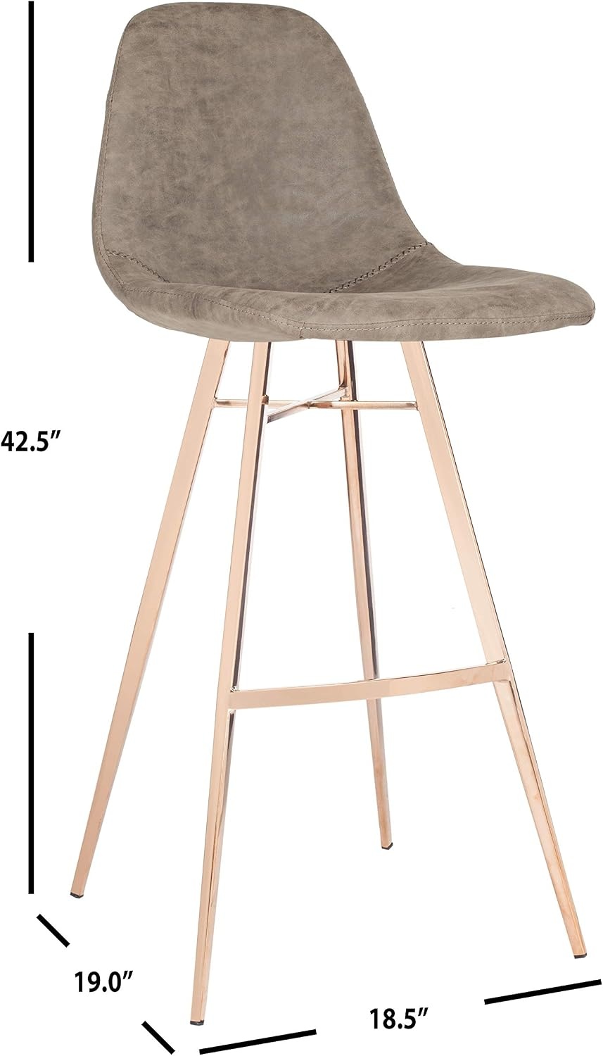 image:imageSafavieh Mathison Bar Stool TaupeCopperTaupe Copper
