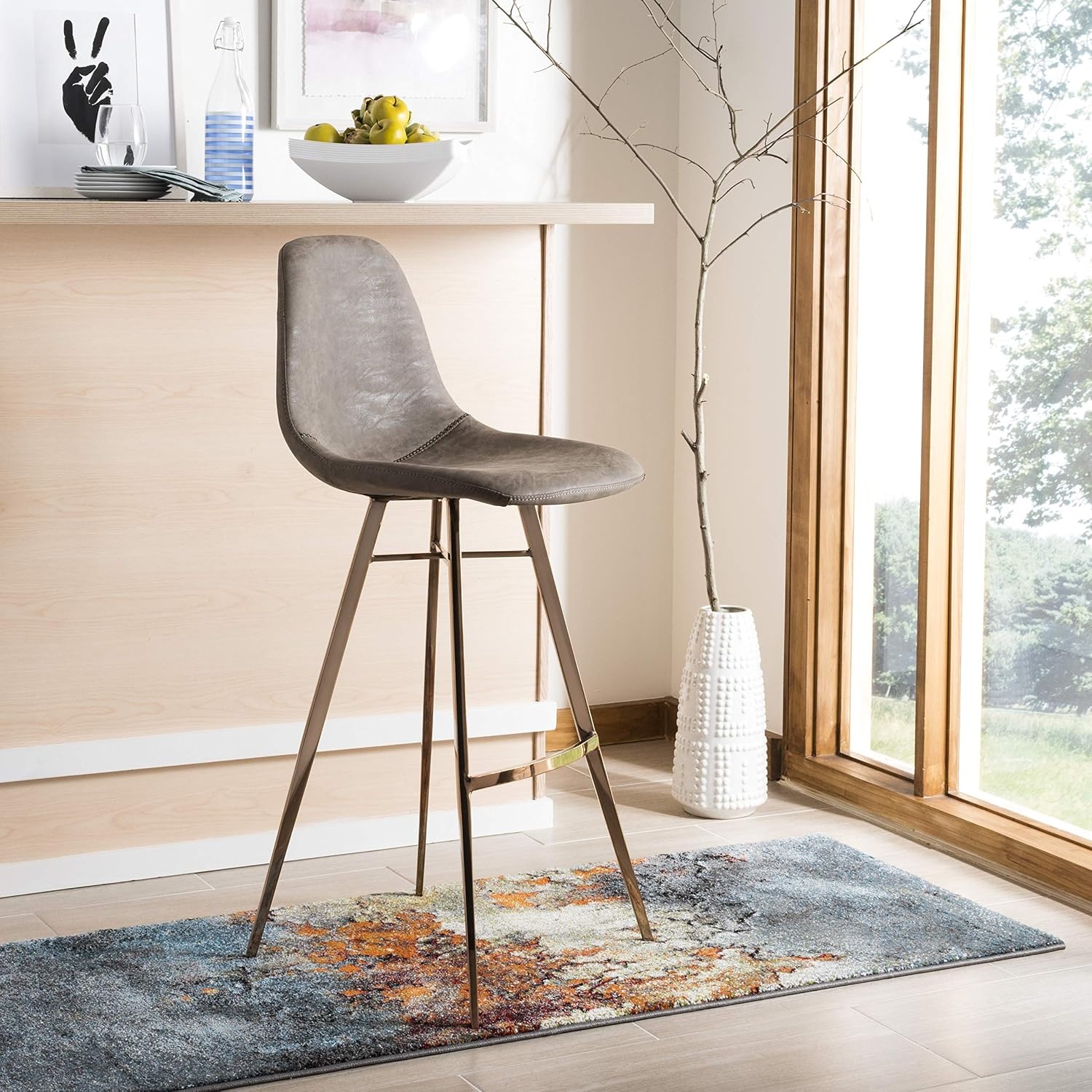 image:imageSafavieh Mathison Bar Stool TaupeCopperTaupe Copper
