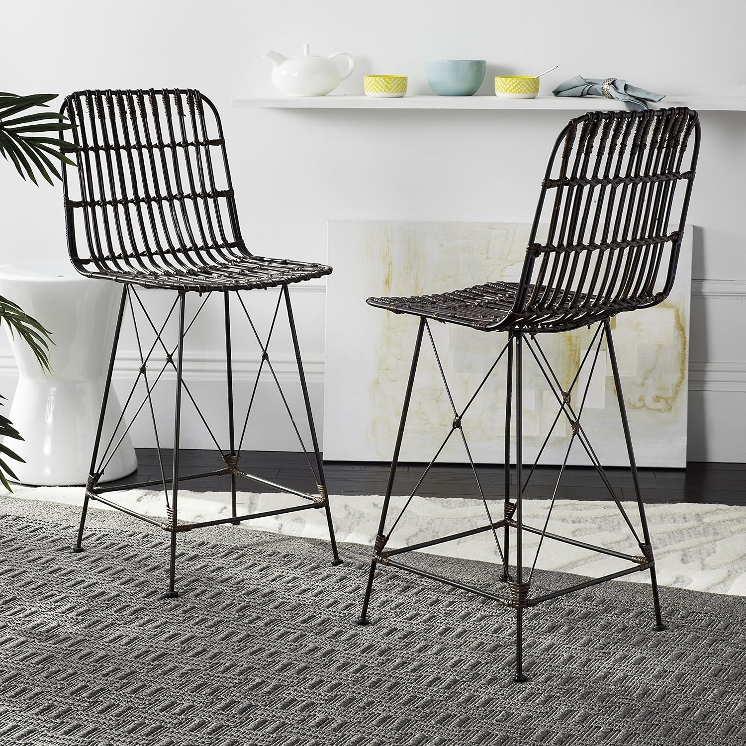 image:imageSafavieh Minerva Counter Stool BrownBlackBrown Black