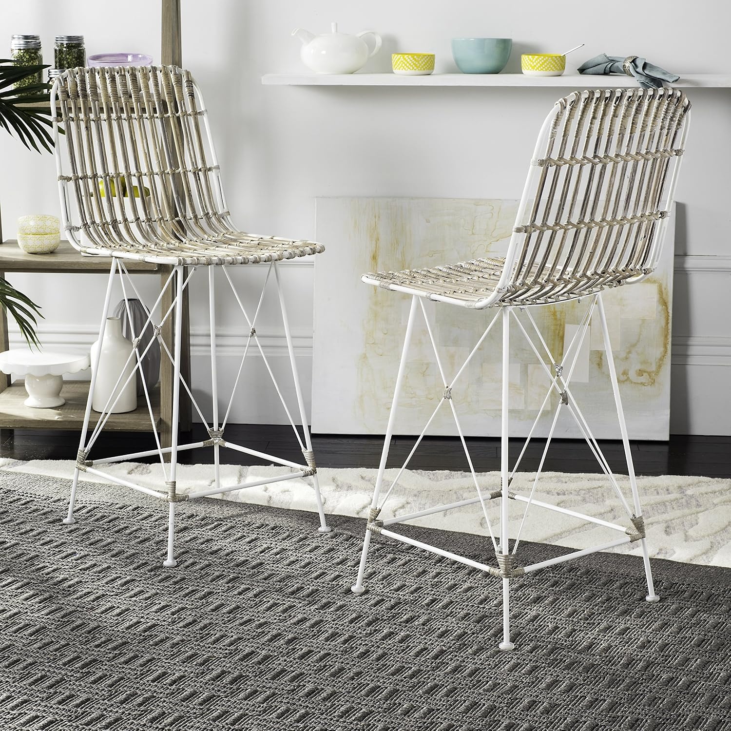 image:imageSafavieh Minerva Counter Stool BrownBlackWhite White