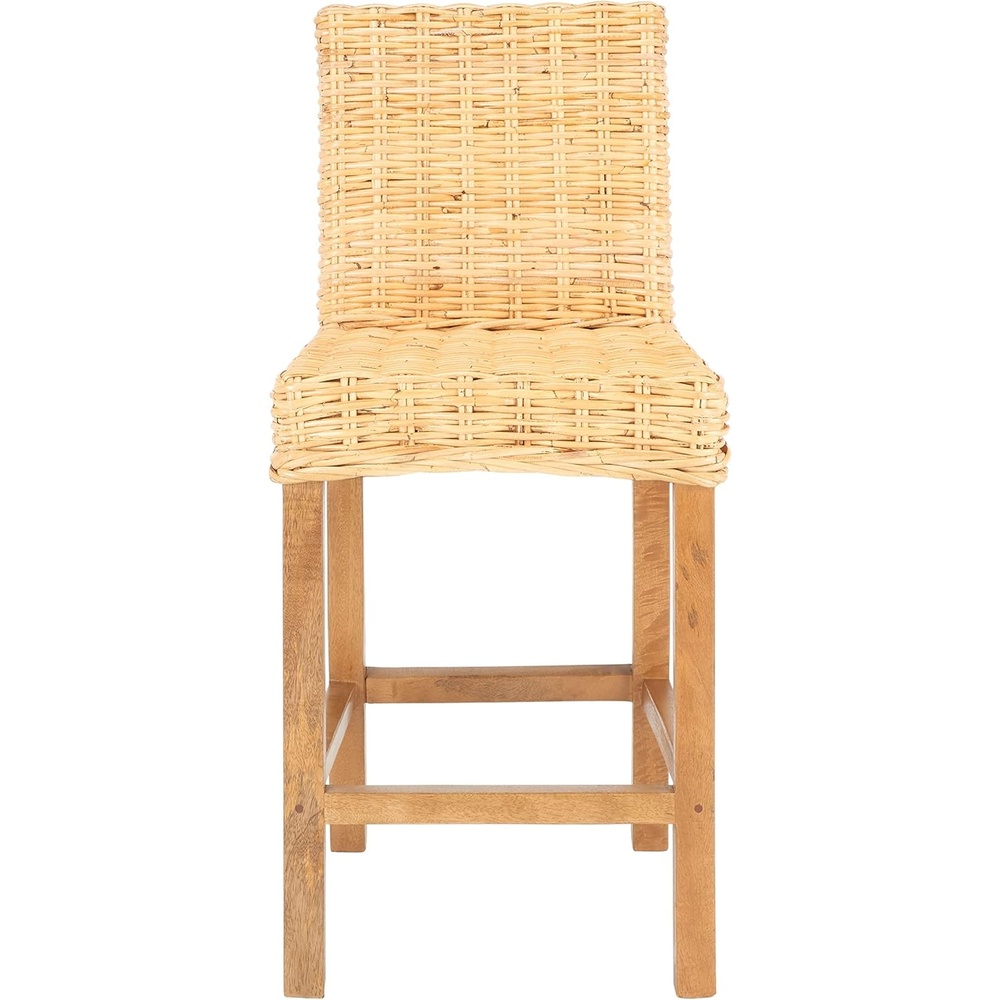 image:imageSAFAVIEH Furniture Tobie Rattan Counter Stool 2362 Seat Height WhiteWashed Mango Wood Coastal RattanSeat Design Ideal for Kitchen Bar Area Dining Room Fully Assembled BST6501CNatural Natural