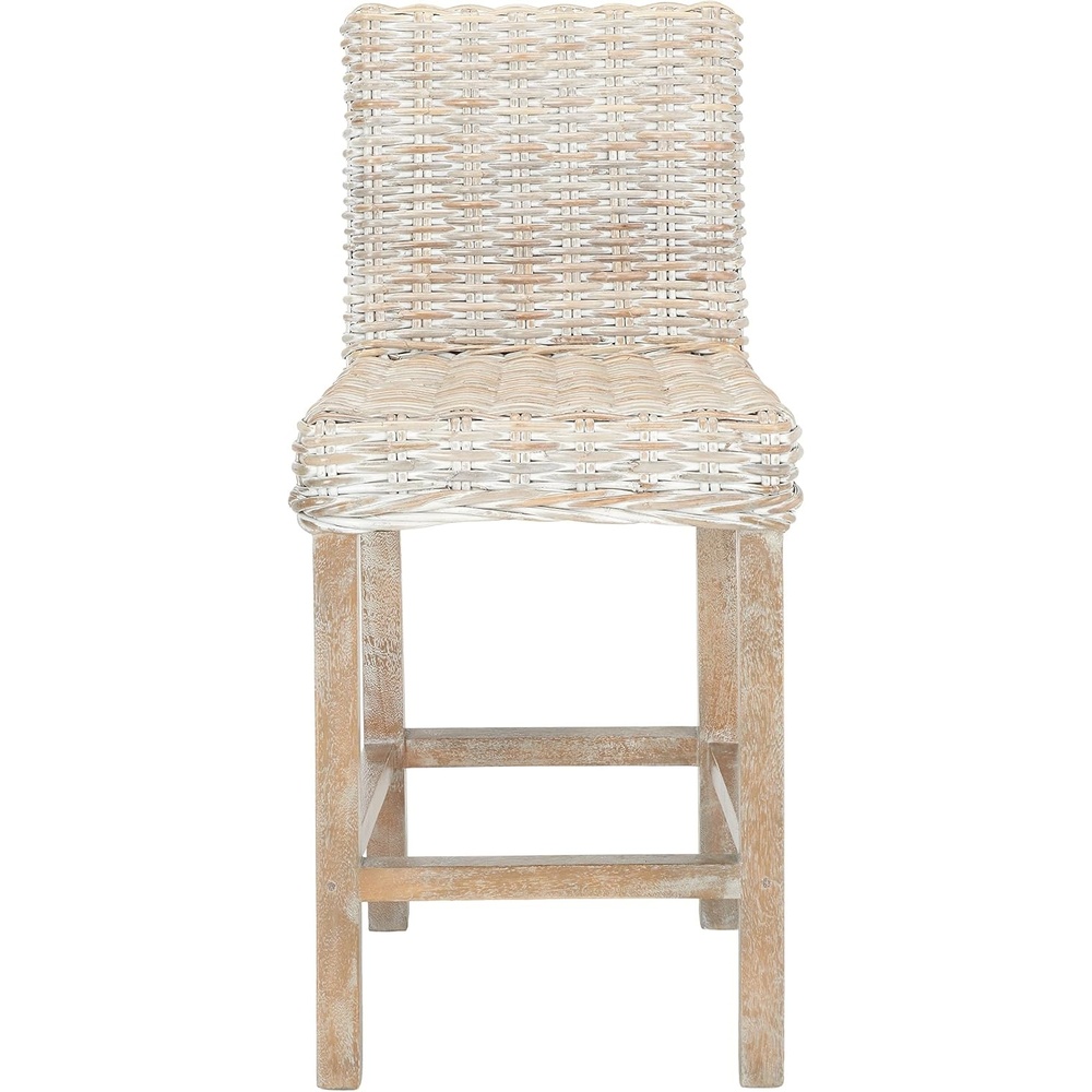image:imageSAFAVIEH Furniture  Tobie Rattan Counter Stool  2362 Seat Height  WhiteWashed  Mango Wood  Coastal RattanSeat Design  Ideal for Kitchen Bar Area Dining Room  Fully Assembled BST6501CWhite Washed  White Washed
