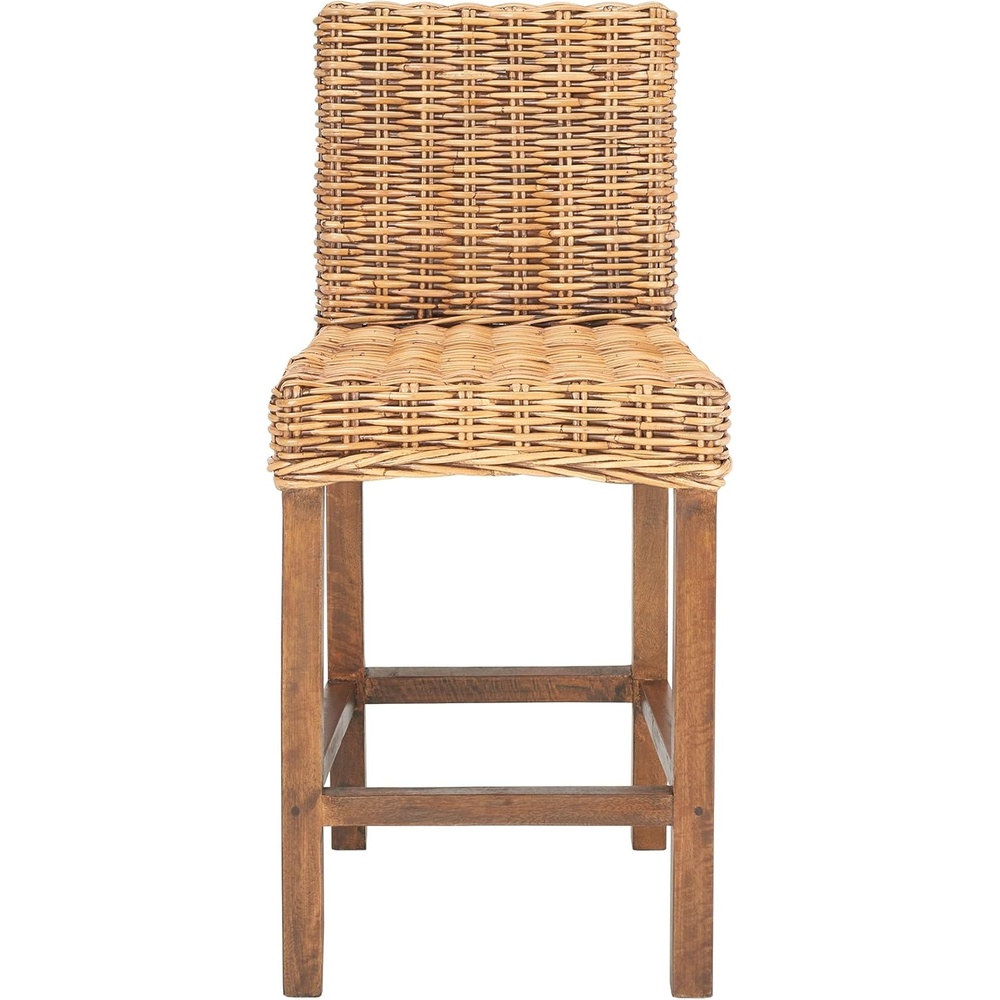 image:imageSAFAVIEH Furniture Tobie Rattan Counter Stool 2362 Seat Height WhiteWashed Mango Wood Coastal RattanSeat Design Ideal for Kitchen Bar Area Dining Room Fully Assembled BST6501CHoney Brown Wash