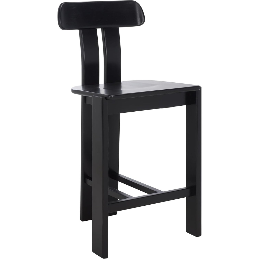 image:imageSAFAVIEH Home Collection Cayde Modern Counter Stool 27inch Seat Height Black Solid Wood Frame BST8801CBlack