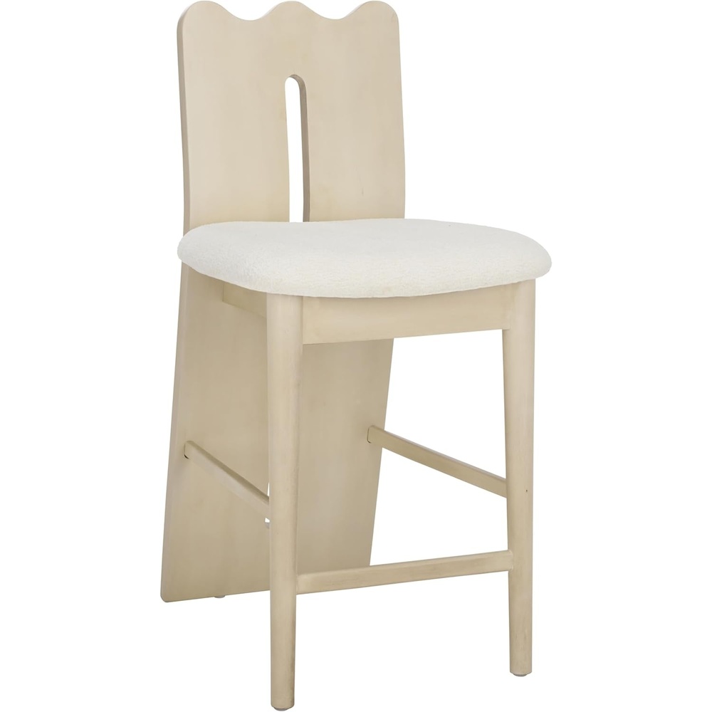 image:imageSAFAVIEH Home Collection Kieran Modern Counter Stool 25inch Seat Height Cream Boucle Seat amp Black Solid Wood Frame BST8803ACremeIvory