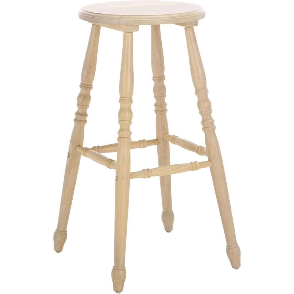 image:imageSAFAVIEH Home Collection Sidiko White Washed Solid Wood Bar Stool 29Inch Seat Height Set of 2 Farmhouse SpindleLeg Bar Seating BST8509BSET2Matte Black