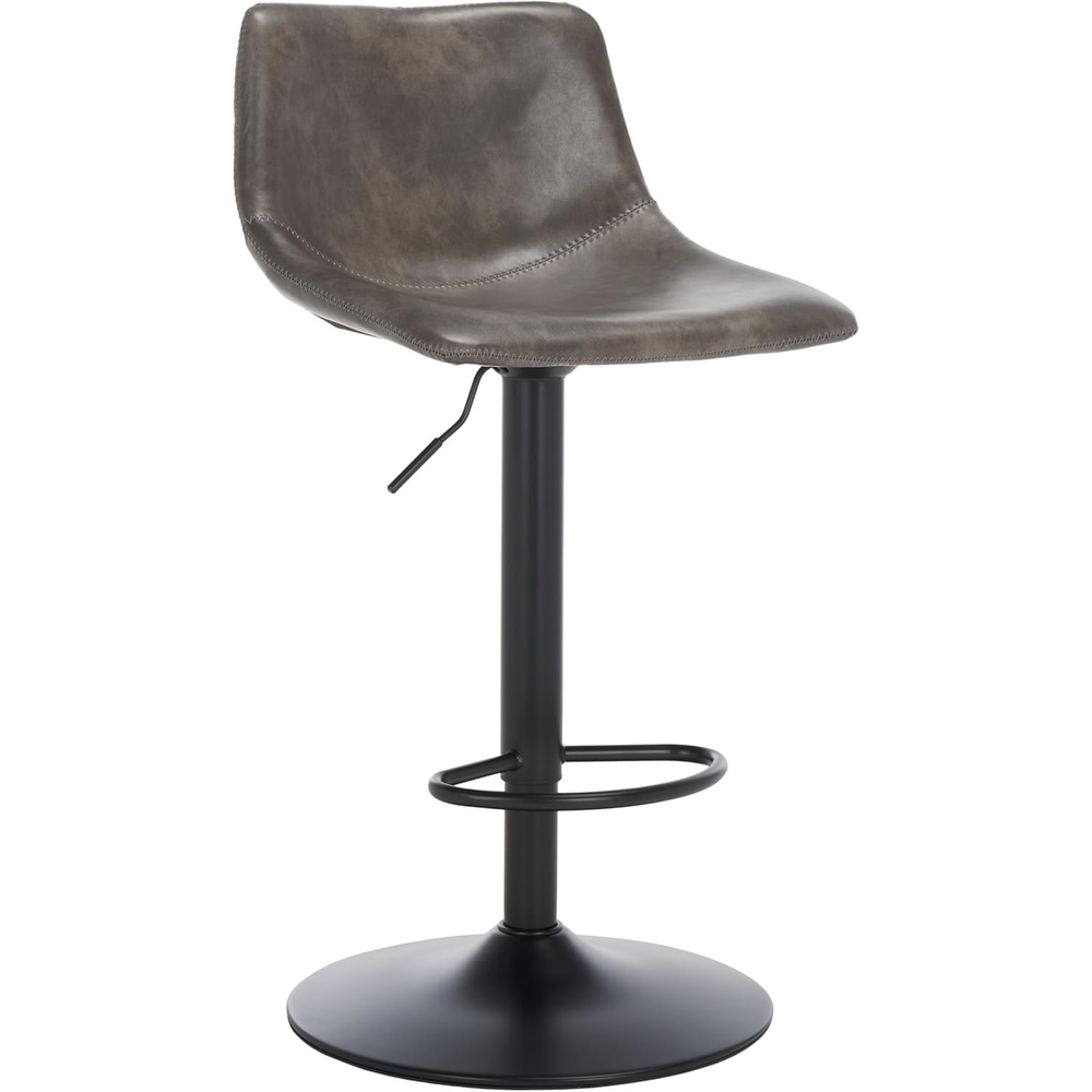image:imageSAFAVIEH Home Collection Aelin GreyBlack Faux Leather Adjustable Bar StoolGreyBlack