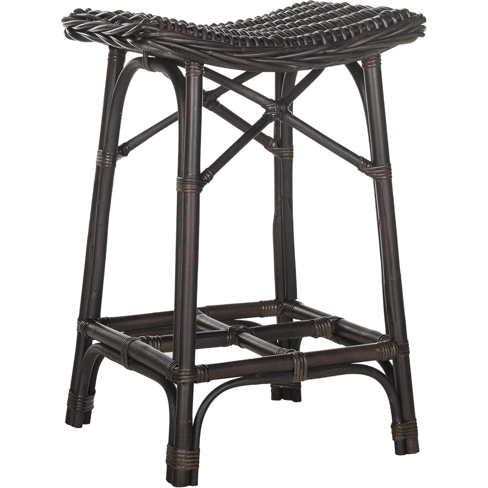 image:imageSAFAVIEH Home Collection Amara Brown Wicker Barstool