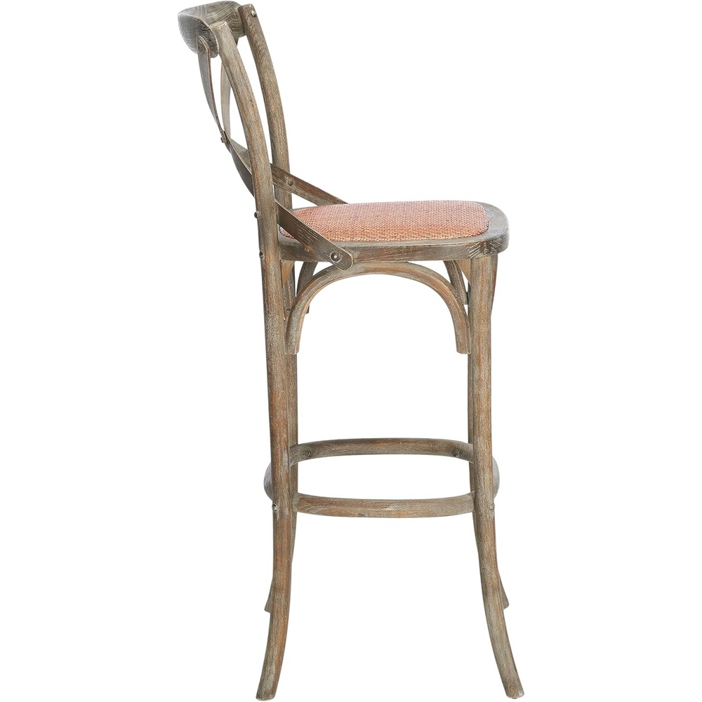 image:imageSAFAVIEH Home Collection Franklin Farmhouse Weathered Grey OakBrown Rattan XBack 30inch Kitchen Breakfast Nook Dining Pub Bar Stool Fully AssembledWeatheredGrey