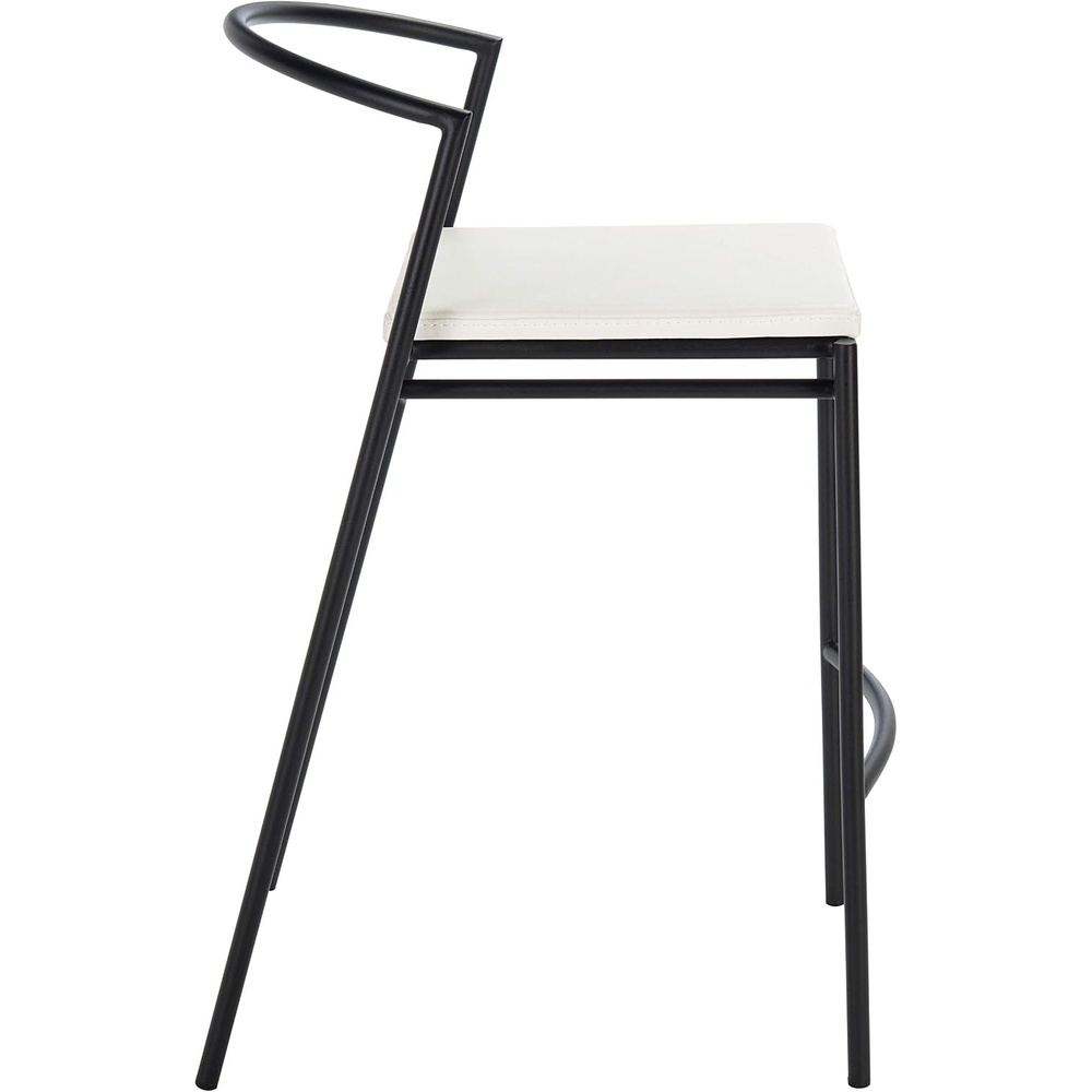 image:imageSAFAVIEH Home Collection Knightley White Faux LeatherBlack 26inch Counter Stool Set of 2White Black
