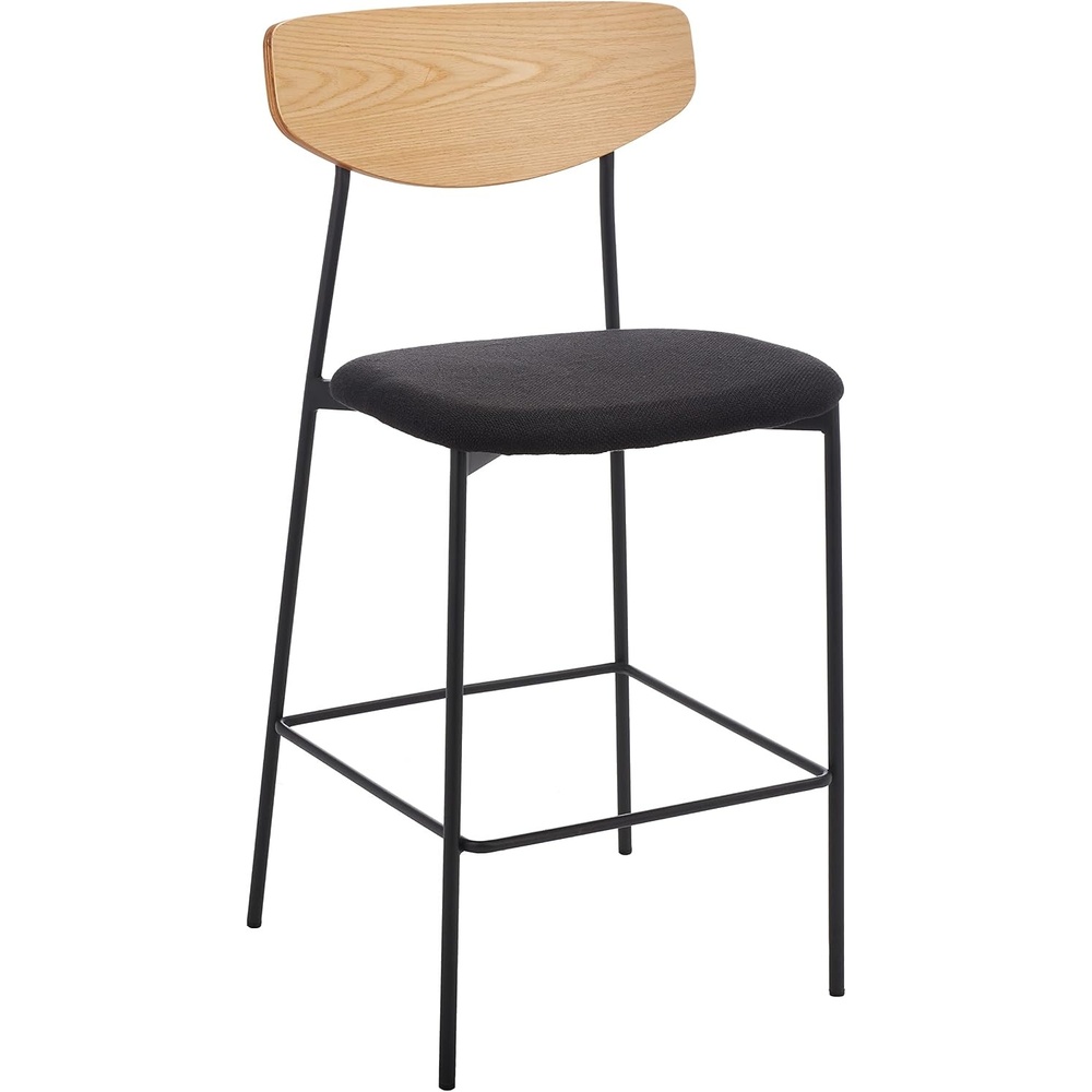 image:imageSAFAVIEH Home Collection Ryker WalnutGrey 26inch Kitchen Island Breakfast Nook Counter Stool Fully AssembledOakBlack
