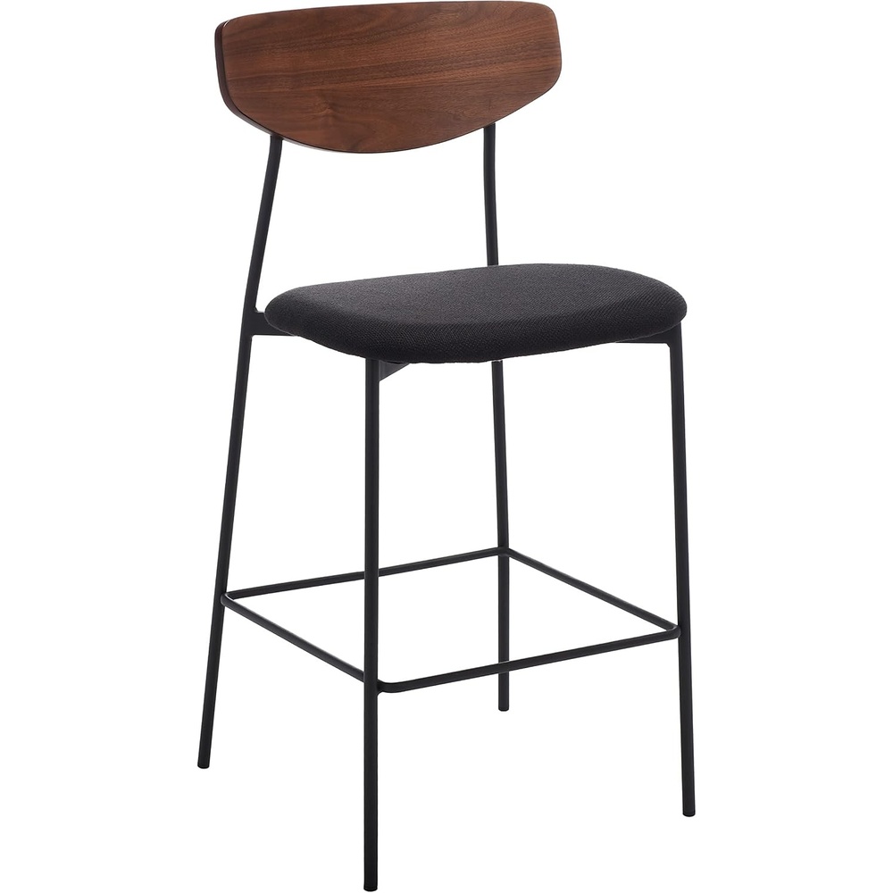 image:imageSAFAVIEH Home Collection Ryker WalnutGrey 26inch Kitchen Island Breakfast Nook Counter Stool Fully AssembledWalnutBlack