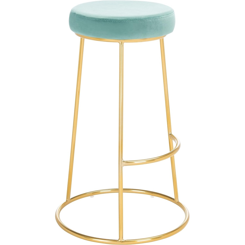 image:imageSAFAVIEH Home Collection Sabina Malachite Green VelvetGold 29inch Round Kitchen Breakfast Nook Dining Pub Bar StoolSeafoam Gold