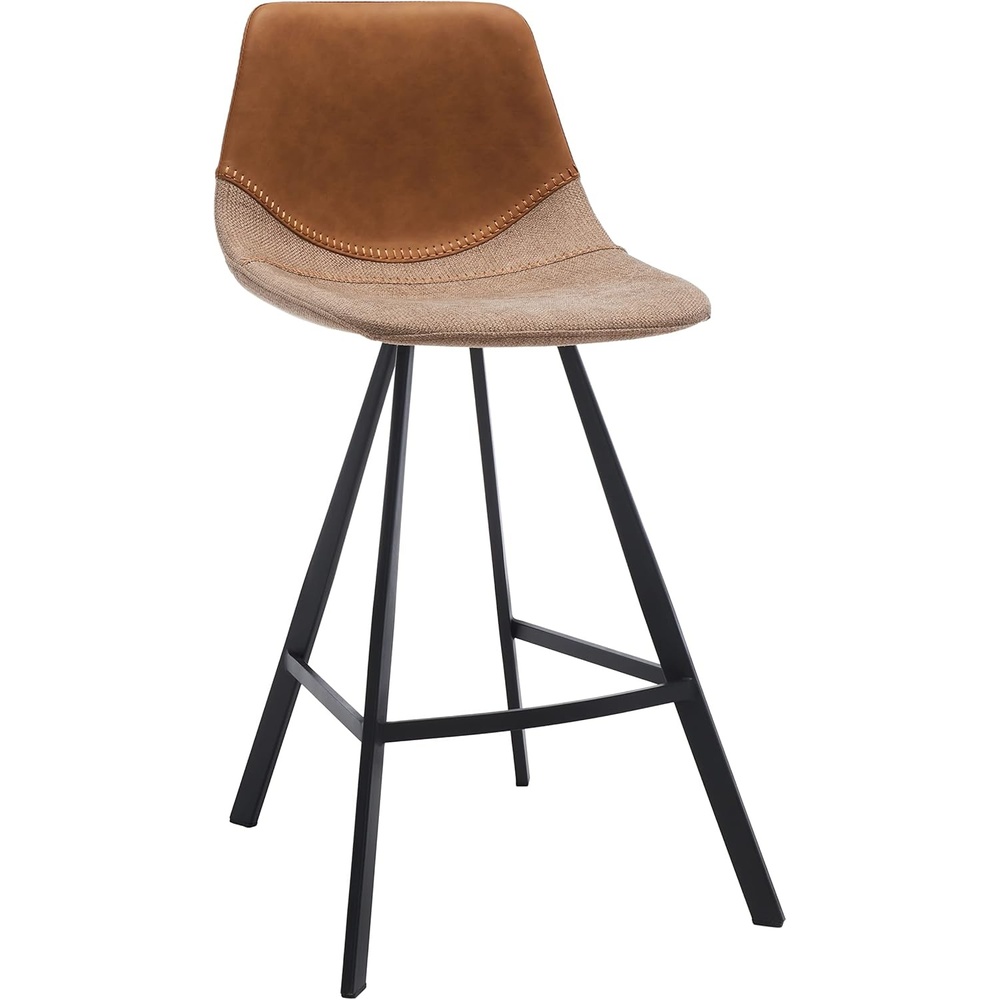 image:imageSafavieh Home Collection Granger Cognac Brown Faux LeatherBlack 26inch Counter StoolCognacBlack