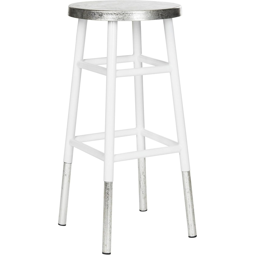 image:imageSafavieh Home Collection Kenzie White and Silver 30inch Bar StoolWhite Silver