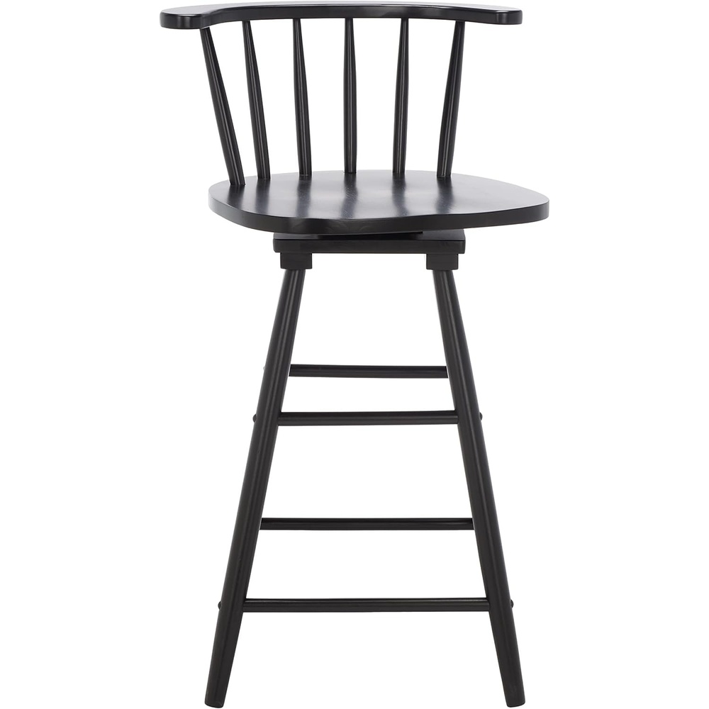 image:imageSafavieh Home Collection Ray Farmhouse Black Spindle Solid Wood 25inch Swivel Counter StoolBlack