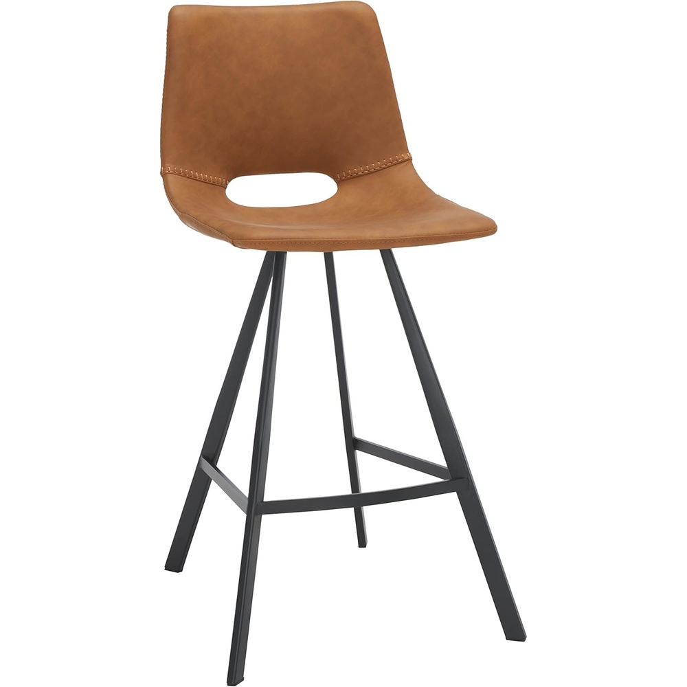 image:imageSafavieh Home Collection Raylee Cognac Brown Faux LeatherBlack 26inch Counter Stool
