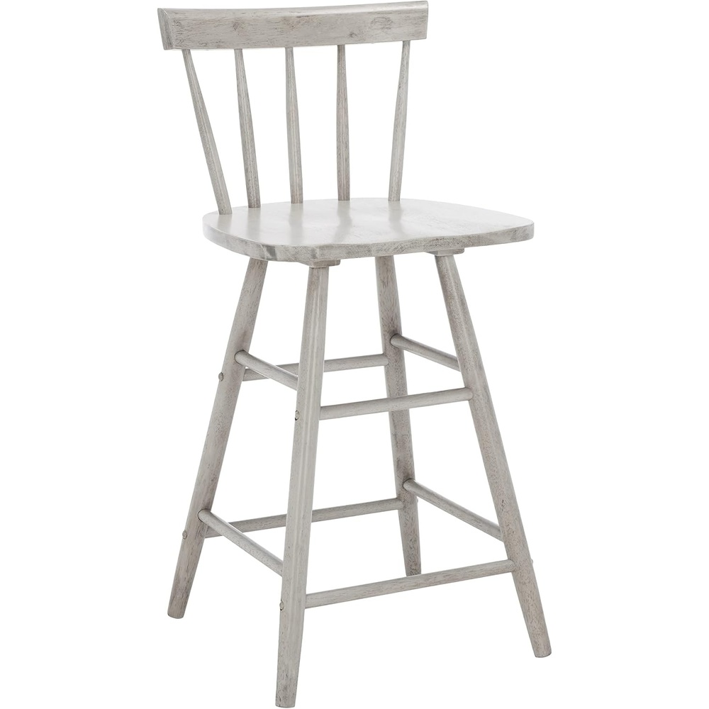 image:imageSafavieh Home Collection Tally Farmhouse Black Spindle Solid Wood 25inch Counter StoolGrey
