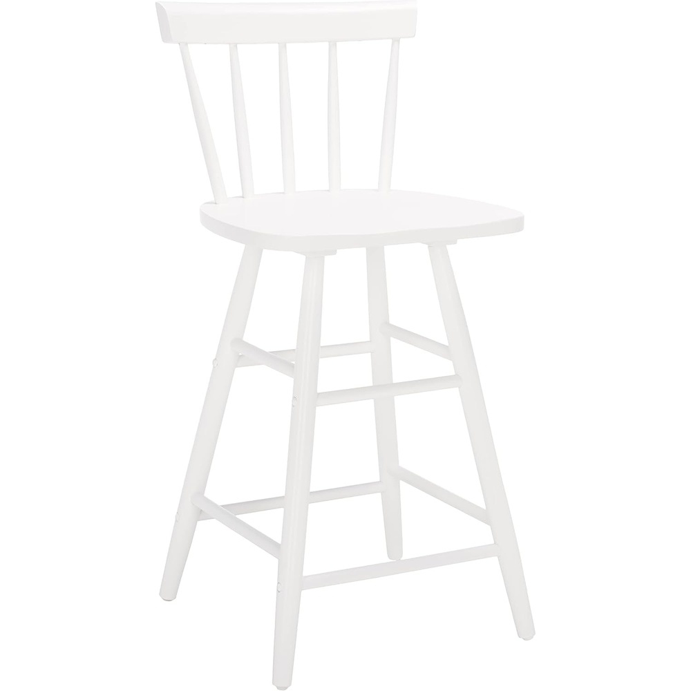 image:imageSafavieh Home Collection Tally Farmhouse Black Spindle Solid Wood 25inch Counter StoolWhite