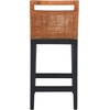 SAFAVIEH Furniture – Darin Counter Stool – Brown & White – Solid Wood – Coastal Upholstered Design – Ideal for Kitchen, Bar Area, Dining Room – Fully Assembled (BST4001D)(Brown Weaving/Black/White Cushion)