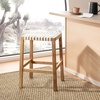SAFAVIEH Home Capri Brown Wood and Leather 27-inch Counter Stool(Natural / White)