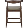 SAFAVIEH Home Collection – Elbow Espresso Solid Wood Counter Stool, 24-Inch Seat Height, Low Back Modern Kitchen Seating, Olive Upholstered Seat (BST3302A)