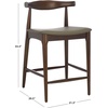 SAFAVIEH Home Collection – Elbow Espresso Solid Wood Counter Stool, 24-Inch Seat Height, Low Back Modern Kitchen Seating, Olive Upholstered Seat (BST3302A)