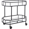 SAFAVIEH Home Collection – Silva Black 2-Tier Octagon Bar Cart with Mirrored Shelves & Wheels, Glam Art Deco Rolling Bar Cart for Entertaining (BCT8004D)(Matte/Black)