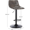 SAFAVIEH Home Collection Aelin Grey/Black Faux Leather Adjustable Bar Stool(Grey/Black)