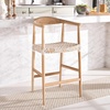 SAFAVIEH Home Collection Bandelier Natural Teak and White Leather Counter Stool