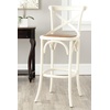SAFAVIEH Home Collection Franklin Farmhouse Weathered Grey Oak/Brown Rattan X-Back 30-inch Kitchen Breakfast Nook Dining Pub Bar Stool (Fully Assembled)(Ivory)