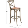 SAFAVIEH Home Collection Franklin Farmhouse Weathered Grey Oak/Brown Rattan X-Back 30-inch Kitchen Breakfast Nook Dining Pub Bar Stool (Fully Assembled)(Weathered/Grey)