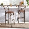 SAFAVIEH Home Collection Franklin Farmhouse Weathered Grey Oak/Brown Rattan X-Back 30-inch Kitchen Breakfast Nook Dining Pub Bar Stool (Fully Assembled)(Weathered/Grey)