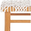 SAFAVIEH Home Collection Kaleo Natural Solid Wood/White Woven Leather 24-inch Seat Height Counter Stool (Fully Assembled)(White/Natural)