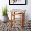 SAFAVIEH Home Collection Kaleo Natural Solid Wood/White Woven Leather 24-inch Seat Height Counter Stool (Fully Assembled)(White/Natural)
