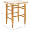 SAFAVIEH Home Collection Kaleo Natural Solid Wood/White Woven Leather 24-inch Seat Height Counter Stool (Fully Assembled)(White/Natural Teak)