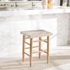 SAFAVIEH Home Collection Kaleo Natural Solid Wood/White Woven Leather 24-inch Seat Height Counter Stool (Fully Assembled)(White/Natural Teak)