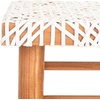 SAFAVIEH Home Collection Kaleo Natural Teak Solid Wood/White Woven Leather 30-inch Seat Height Bar Stool (Fully Assembled)(White/Natural)