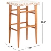 SAFAVIEH Home Collection Kaleo Natural Teak Solid Wood/White Woven Leather 30-inch Seat Height Bar Stool (Fully Assembled)(White/Natural)