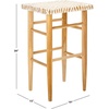 SAFAVIEH Home Collection Kaleo Natural Teak Solid Wood/White Woven Leather 30-inch Seat Height Bar Stool (Fully Assembled)(White/Natural Teak)