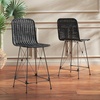 SAFAVIEH Home Collection Minerva Dark Brown Rattan/Black Counter Stool Set of 2(Black/Black)
