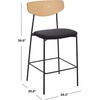SAFAVIEH Home Collection Ryker Walnut/Grey 26-inch Kitchen Island Breakfast Nook Counter Stool (Fully Assembled)(Oak/Black)
