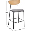 SAFAVIEH Home Collection Ryker Walnut/Grey 26-inch Kitchen Island Breakfast Nook Counter Stool (Fully Assembled)(Oak/Grey)