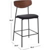 SAFAVIEH Home Collection Ryker Walnut/Grey 26-inch Kitchen Island Breakfast Nook Counter Stool (Fully Assembled)(Walnut/Black)