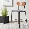 SAFAVIEH Home Collection Ryker Walnut/Grey 26-inch Kitchen Island Breakfast Nook Counter Stool (Fully Assembled)(Walnut/Grey)
