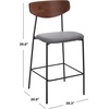SAFAVIEH Home Collection Ryker Walnut/Grey 26-inch Kitchen Island Breakfast Nook Counter Stool (Fully Assembled)(Walnut/Grey)