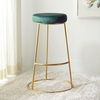 SAFAVIEH Home Collection Sabina Malachite Green Velvet/Gold 29-inch Round Kitchen Breakfast Nook Dining Pub Bar Stool(Malachite Green / Gold)