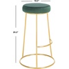 SAFAVIEH Home Collection Sabina Malachite Green Velvet/Gold 29-inch Round Kitchen Breakfast Nook Dining Pub Bar Stool(Malachite Green / Gold)