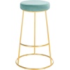 SAFAVIEH Home Collection Sabina Malachite Green Velvet/Gold 29-inch Round Kitchen Breakfast Nook Dining Pub Bar Stool(Seafoam / Gold)